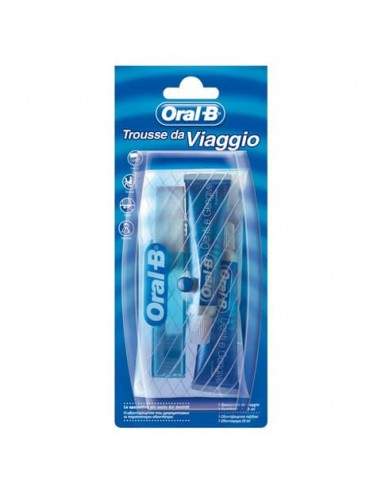 Trousse da viaggio TRAVELPACK1 ORAL B bianco e blu spazzolino + 2 dentifrici da 15 ml - B28  - 1