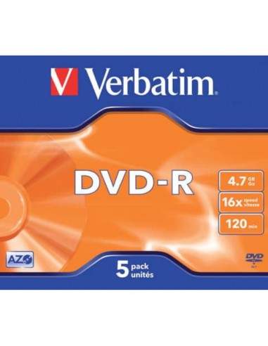 DVD-R Verbatim Jewel Case 4.7 GB - velocità 16x conf. da 5 - 43519 Verbatim - 1