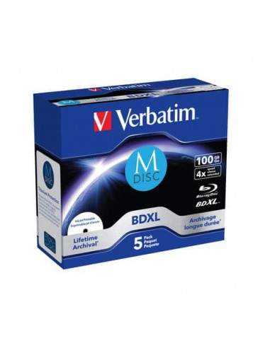 Blu-Ray Archivial XL M-Disc Verbatim 100 GB conf. da 5 - 43834 Verbatim - 1