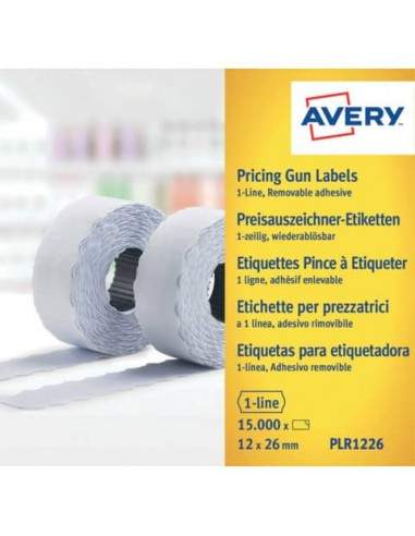 Etichette removibili per prezzatrici 1 linea Avery 12x26 mm bianco Rotolo 1500 etichette - PLR1226 Avery - 1