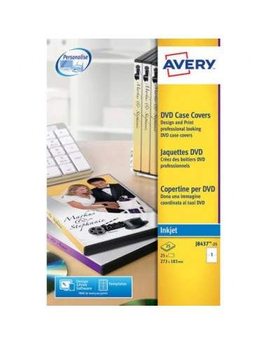 Copertine scrivibili per DVD AVERY 273x183mm 25 fogli - J8437-25 Avery - 1
