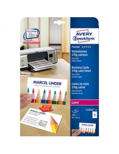 Biglietti da visita personalizzabili AVERY bianchi satinati 85x54mm 10 fogli - C32026-10 Avery - 1