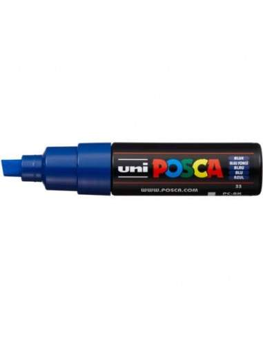 Marcatore a tempera POSCA Uni-Ball punta a scalpello 8 mm blu M PC8K B  - 1