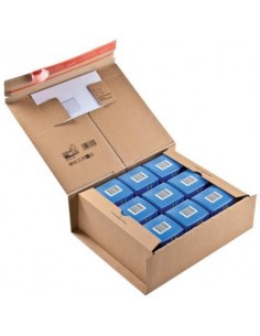 Scatola con tasca interna ColomPac in cartone ondulato f.to 38,5x31,5x13 cm avana - CP 067.06 Colompac - 1