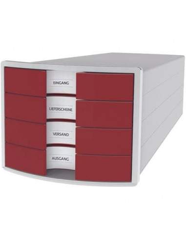 Cassettiera IMPULS HAN in polistirolo con 4 cassetti chiusi rosso 1012-17 HAN - 1