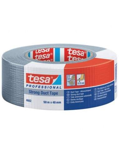 Nastro isolante tesa duct 4662 in tessuto plastificato trasparente 27 mesh 48 mm x 50 m grigio - 04662-00086-02 Tesa - 1