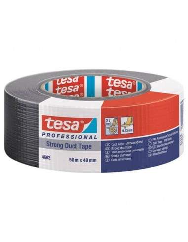 Nastro isolante tesa duct 4662 in tessuto plastificato trasparente 27 mesh 48 mm x 50 m nero - 04662-00194-01 Tesa - 1