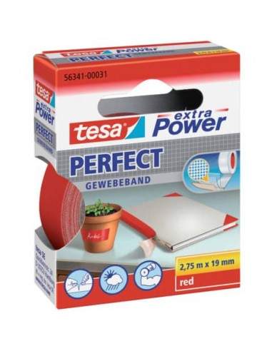 Nastro adesivo in tela tesa extra Power®Perfect plastificato 19 mm x 2,75 m rosso - 56341-00031-03 Tesa - 1