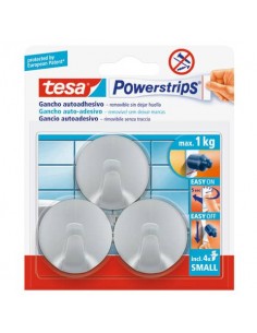 Ganci tesa Powerstrips small tondi biadesivi in plastica opaco-cromato 57578-00001-01 Tesa - 1