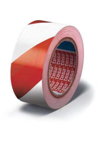 Nastro per segnalazioni in PVC tesa Tesaflex® 60760 rivestito gomma resina 50mmX33m rosso-bianco - 60760-00088-15 Tesa - 1