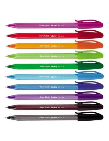 Penne a sfera stick Paper Mate Inkjoy 100 CAP ULV M 1 mm assortiti confezione da 12 - S0975420  - 1