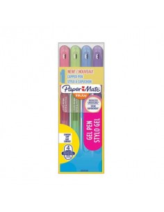 Penne Paper Mate InkJoy Gel 600 Stick M 0,7 mm assortiti - wallet da 4 (rosa, lime, viola, blue grey) - 2022538  - 1