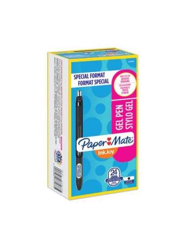 Penne a scatto Paper Mate InkJoy Gel RT M 0,7 mm nero special pack 20+4 pezzi - 2077177  - 1