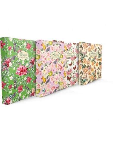 Raccoglitori a 4 anelli PIGNA Nature Flowers 27x32 cm Dorso 4 Cm Colori Floreali Conf.5 pezzi Pigna - 1