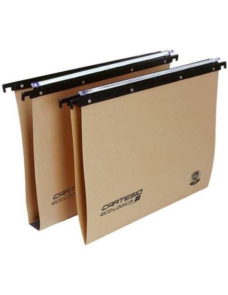 Cartelle sospese orizzontali per cassetti CARTESIO ECO 39 cm fondo V avana Conf. 25 pezzi - 100/395-A1