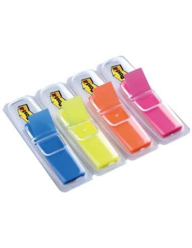 Segnapagina removibili Post-it® Index Mini con dispenser fluo assortiti 4 confezioni da 35 - 683-HF4EU Post-It - 1