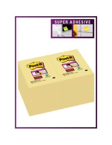Foglietti riposizionabili Post-it® Super Sticky Notes 4,8x7,3 cm 90 ff Giallo Canary™ - 656-12SSCY-EU Post-It - 1