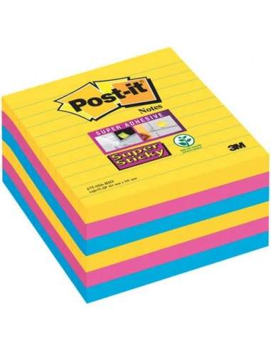 Foglietti Post-it® Super Sticky Notes Rio de Janeiro a righe assortiti conf. 6 blocchetti da 90 ff - 675-SS6RIO-EU Post-It - 1
