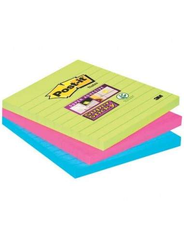 Foglietti Post-it® Super Sticky Note a righe assortiti conf. 3 blocchetti da 70 ff - 675-3SSMX EU Post-It - 1