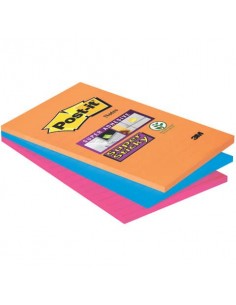 Foglietti Post-it® Super Sticky XXL Bangkok a righe assortiti conf. 3 blocchetti da 90 ff - 4690-SS3BGK-EU Post-It - 1