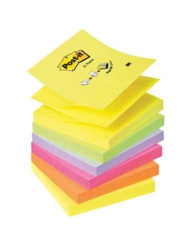 Foglietti colorati Post-it® Ricarica Z-Notes Super Sticky neon assortiti cf. 6 blocchetti da 100 ff - R330-NR Post-It - 1