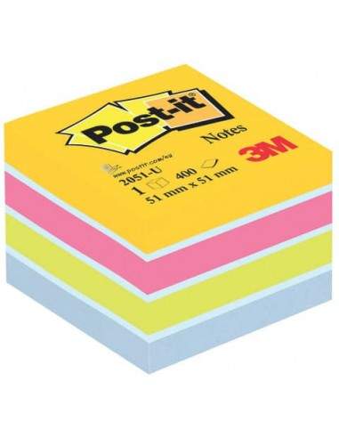 Foglietti riposizionabili colorati Post-it® Notes Minicubo Ultra 51x51 mm assortiti  400 ff - 2051-U Post-It - 1