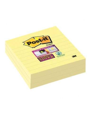 Foglietti riposizionabili Post-it® Super Sticky XL a righe 10x10 cm 70 ff Giallo Canary™  conf. da 3 - 675-SS3-CY-EU  - 1