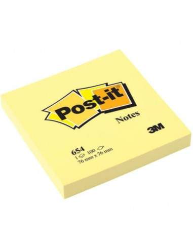 Foglietti riposizionabili classici Post-it® Notes Giallo Canary™ blocchetto da 100 ff - 654 Post-It - 1