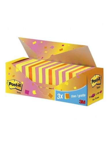 Foglietti colorati Post-it® Notes neon assortiti neon conf. 21 blocchetti + 3 gratis da 100 ff - CP 654-NP24 Post-It - 1