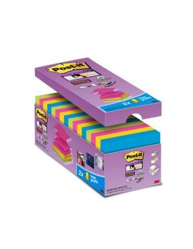 Foglietti Post-it® Super Sticky Z-notes assortiti conf. 14 blocchetti + 2 gratis da 100 ff - R330-SS-VP16-EU Post-It - 1