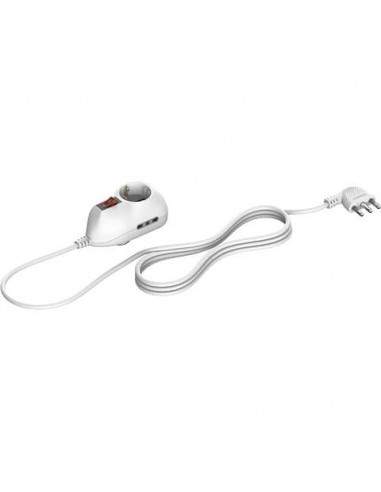 Multipresa Slot3 bticino con spina 16A e 2 prese 2P+T bipasso 10/16A, 1 presa tedesca P30 bianco - 3693DB Bticino - 1
