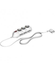 Multipresa Slot9 con cavo da 1,5 mt bticino con 6 prese 2P+T bipasso 10/16A e 3 prese tedesche P30 bianco - 3699DB Bticino - 1
