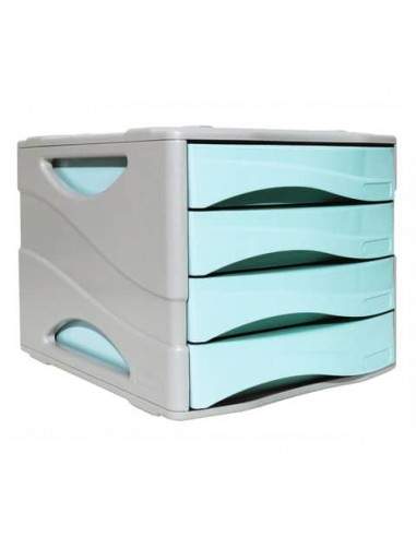 Cassettiera 4 cassetti ARDA Keep Colour Pastel polistirolo antiurto grigio/azzurro - 15P4PPASBL Arda - 1