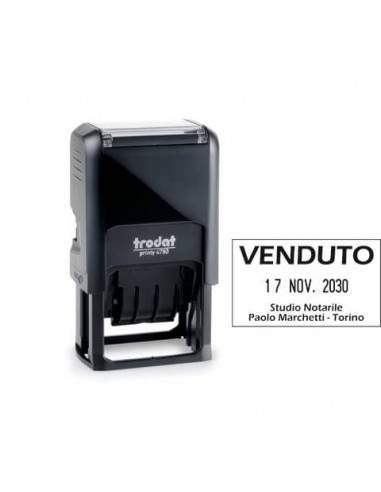 Datario autoinchiostrante con testo personalizzabile Trodat PRINTY 4750 4.0 in plastica 41x24 mm nero - 140807 Trodat - 1