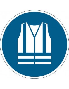 Pittogramma da pavimento "Gilet di sicurezza alta visibilità obbligatorio'' Durable azzurro Ø 430 mm - 173506 Durable - 1