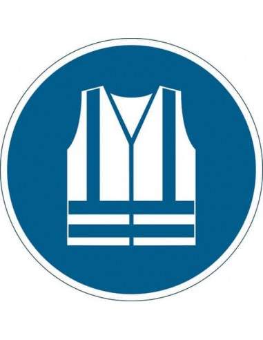 Pittogramma da pavimento "Gilet di sicurezza alta visibilità obbligatorio'' Durable azzurro Ø 430 mm - 173506 Durable - 1