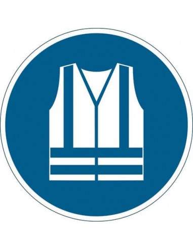 Pittogramma da pavimento "Gilet di sicurezza alta visibilità obbligatorio'' Durable azzurro Ø 430 mm - 173506 Durable - 1