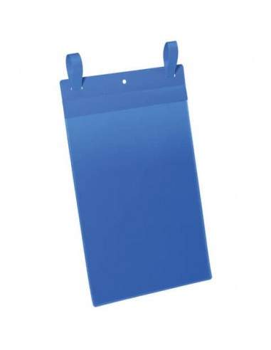 Tasche per identificazione Durable con fascette di aggancio blu f.to esterno mm 223x530- inserto A4 vert. cf. 50- 175007 Durable