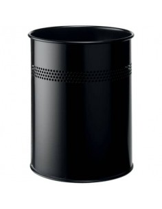 Cestino gettacarte DURABLE cilindrico con superficie perforata acciaio 15 l nero - 330001 Durable - 1