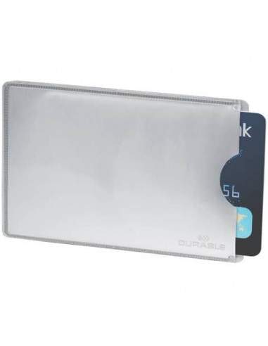 Tasca porta carte di credito DURABLE RFID SECURE argento metallizzato 54x86mm conf. 10 - 890023 Durable - 1