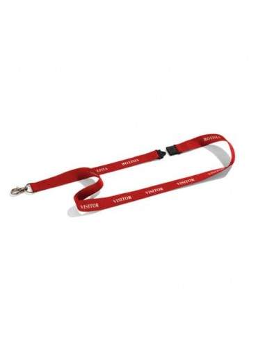 Cordoncino portabadge VISITOR DURABLE cordoncini VISITOR in tessuto rosso 20mm x 44cm  conf. da 10 - 823803 Durable - 1