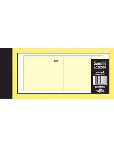 Scontrini numerati Semper a due sezioni - blocco di 100 copie numerate 5,8x13 cm giallo - SE160000030  - 1