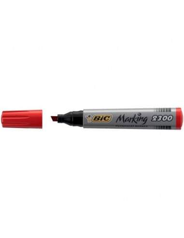 Marcatore permanente BIC Marking 2300 punta scalpello 3,7-5,5 mm rosso 8209243 Bic - 1