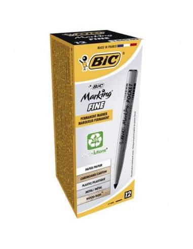 Marcatore permanente BIC Marking Pocket 1445 punta conica 1 mm nero 8209022 Bic - 1