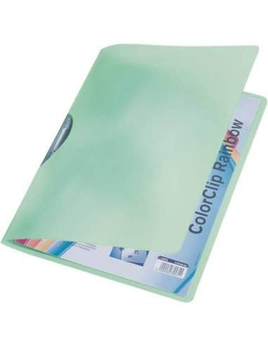 Cartelline di archiviazione con clip max 30 fogli Leitz COLOR CLIP Rainbow in PPL A4 verde - 41760155 Leitz - 1