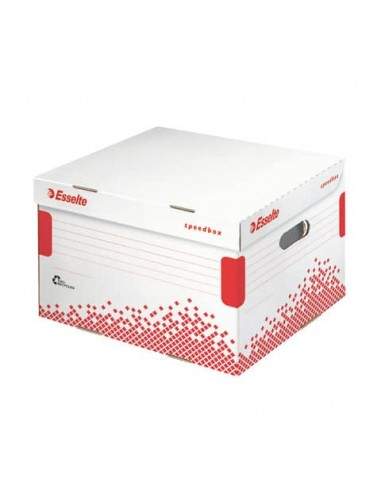 Scatola archivio Esselte SPEEDBOX con coperchio integrato bianco/rosso 32,5x26,3x36,7 cm - 623912 Esselte - 1