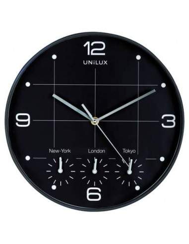 Orologio da parete al quarzo UNILUX On Time con 4 fusi orari Ø 30,5 cm nero 400094567 Unilux - 1