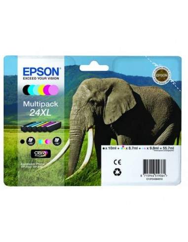 cartucce inkjet alta capacità blister RS 24XL/ELEFANTE Epson 6 colori Conf. 6 - C13T24384010 Epson - 1