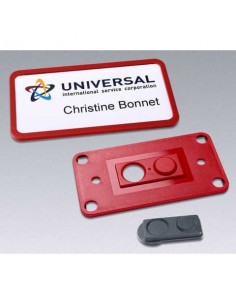 Portabadge Avery Office® con calamita smag® extra forte 81x43 mm rosso Conf. 10 pezzi + 3 inserti - 4839R-L Avery - 1