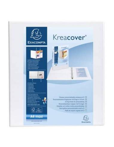 Raccoglitore personalizzabile Exacompta A4 maxi Kreacover® bianco 4 anelli a D 50 mm - 51944E Exacompta - 1